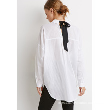 Manga comprida Ribbon-Back Striped Oversized Shirt